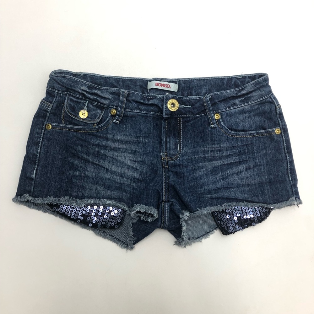 Bongo Bling Sequin Pocket Booty Jean Shorts Women Size 7